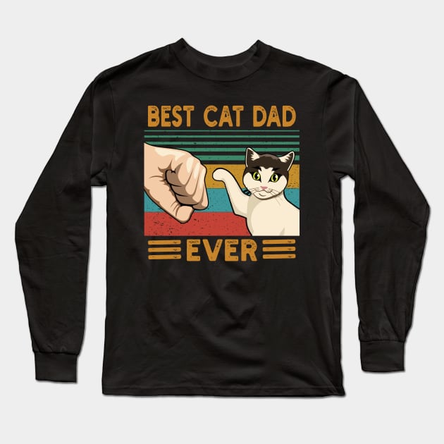 Best Cat Dad Ever Fist Bump Long Sleeve T-Shirt by Green Splash